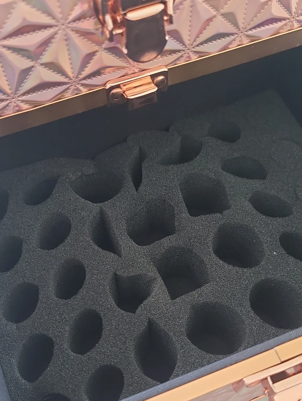 Rose Gold Textured Makeup Train Case